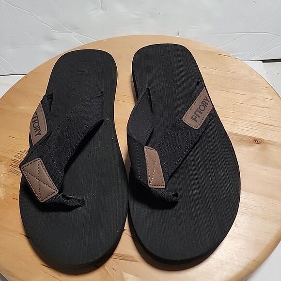 Fitory Men’s Flip-Flops, Thongs Sandals Comfort Slippers for Beach Size 9 Black - Picture 1 of 6